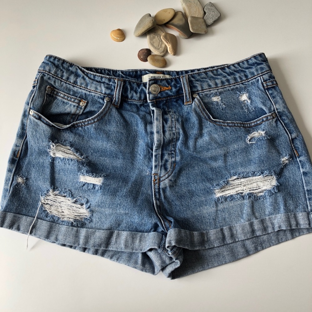 Forever 21 • Distressed Front Jeans Shorts